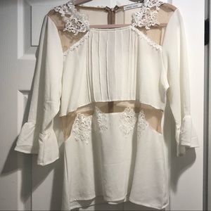 Bishop + Young lace mesh flutter sleeve top